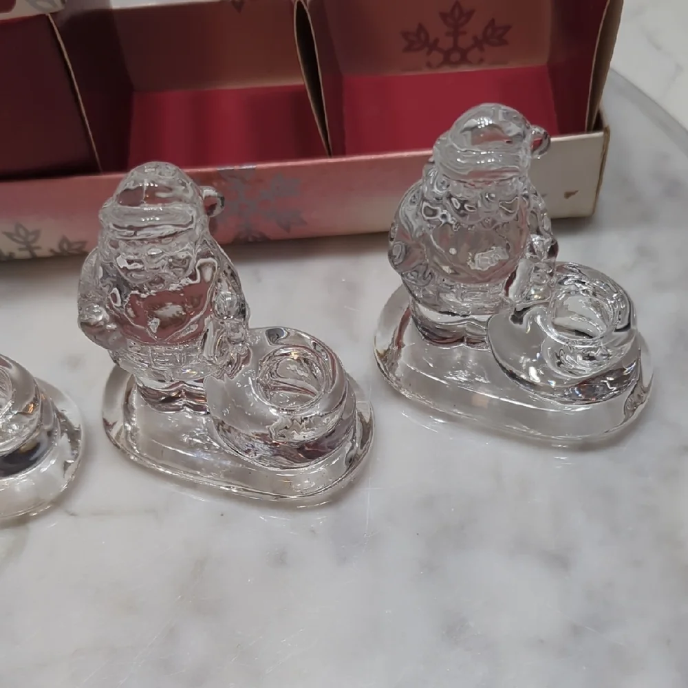 Williams Sonoma Santa Tiny Taper Holders - Red